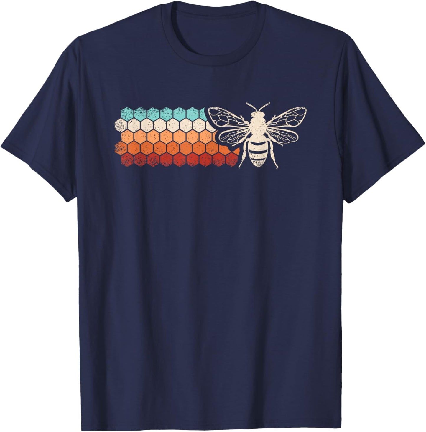 Retro Bee Honeycomb Beekeeping Beekeeper Men Women Kids T-Shirt - T-Shirt | Navy