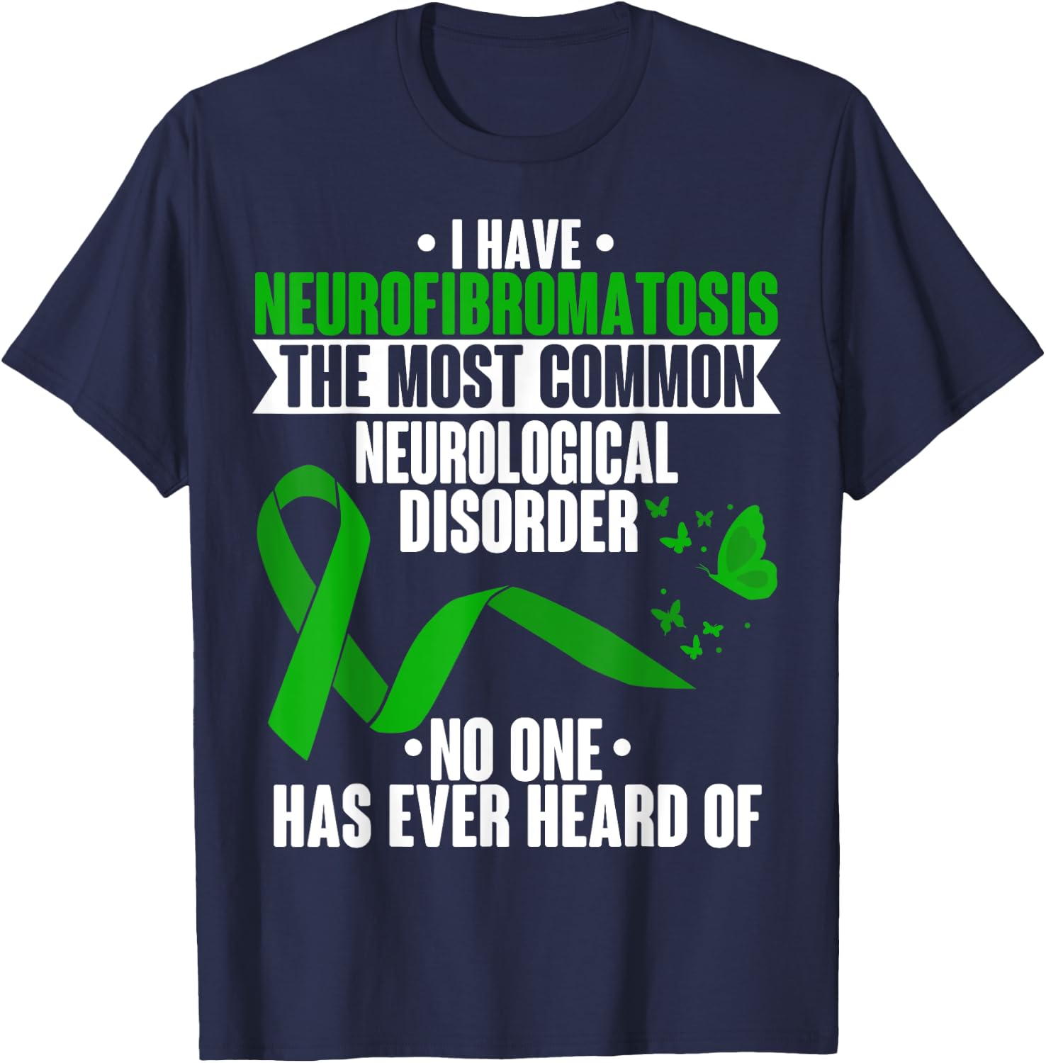 Neurofibromatosis Awareness Neurological Disorder Ribbon T-Shirt - T-Shirt | Navy