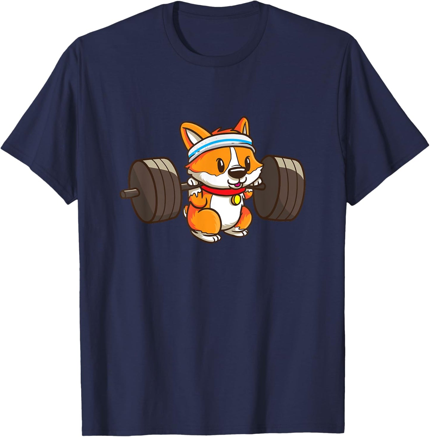 Cute Corgi Weightlifting Dog Lover Girls T-Shirt - T-Shirt | Navy