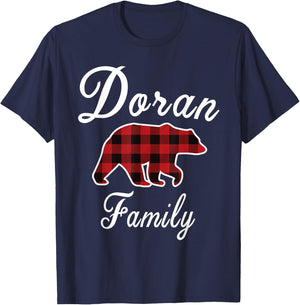 DORAN Family Bear Red Plaid Christmas Pajama Men Women Gift T-Shirt - T-Shirt | Navy
