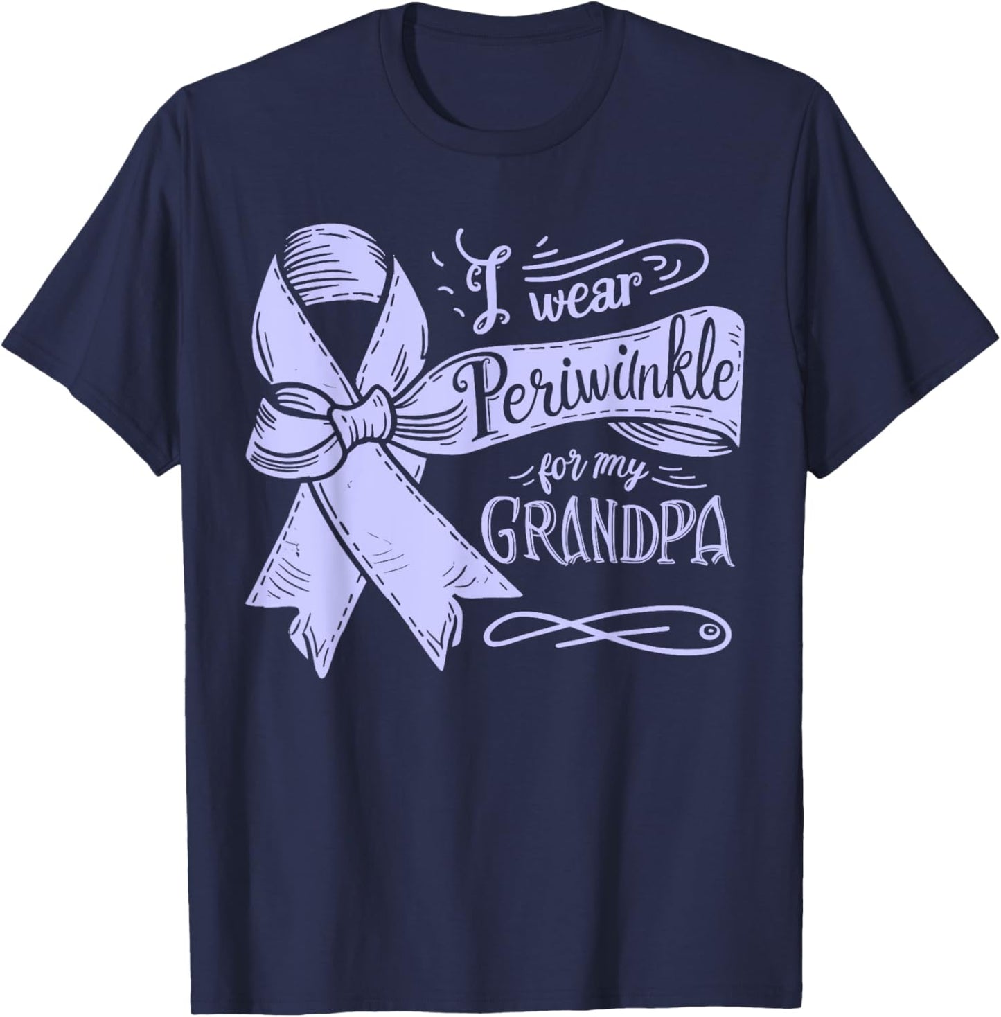I Wear Periwinkle For My Grandpa Esophageal Cancer Awareness T-Shirt - T-Shirt | Navy