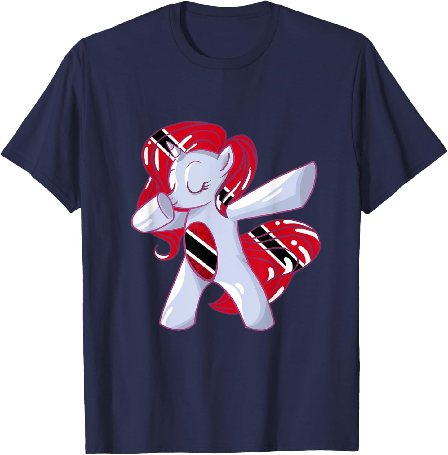 Dabbing Unicorn Trinidadian Flag Trinidad And Tobago T-Shirt - T-Shirt | Navy