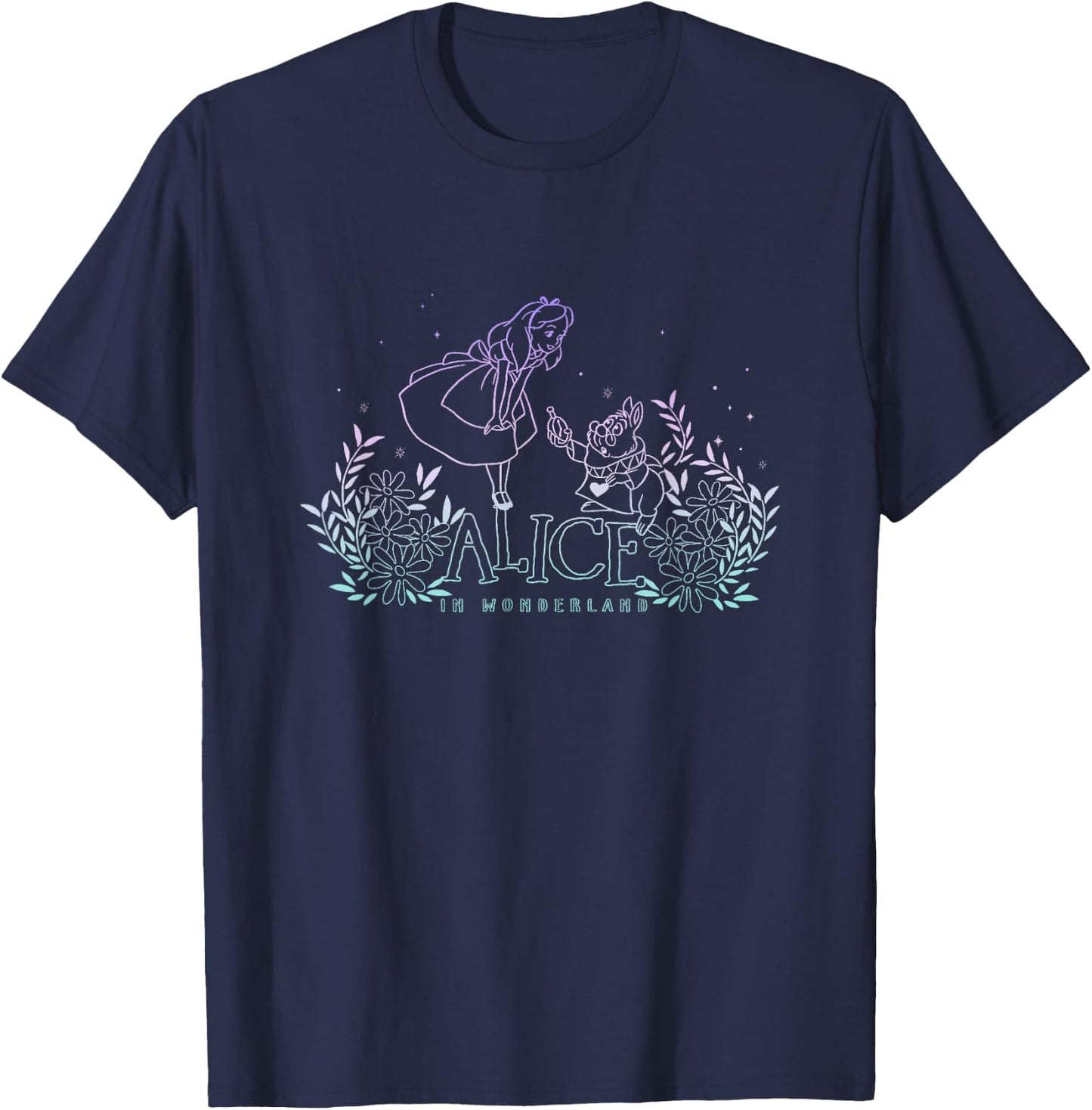Disney Alice In Wonderland Alice Meets White Rabbit Dark T-Shirt - T-Shirt | Navy