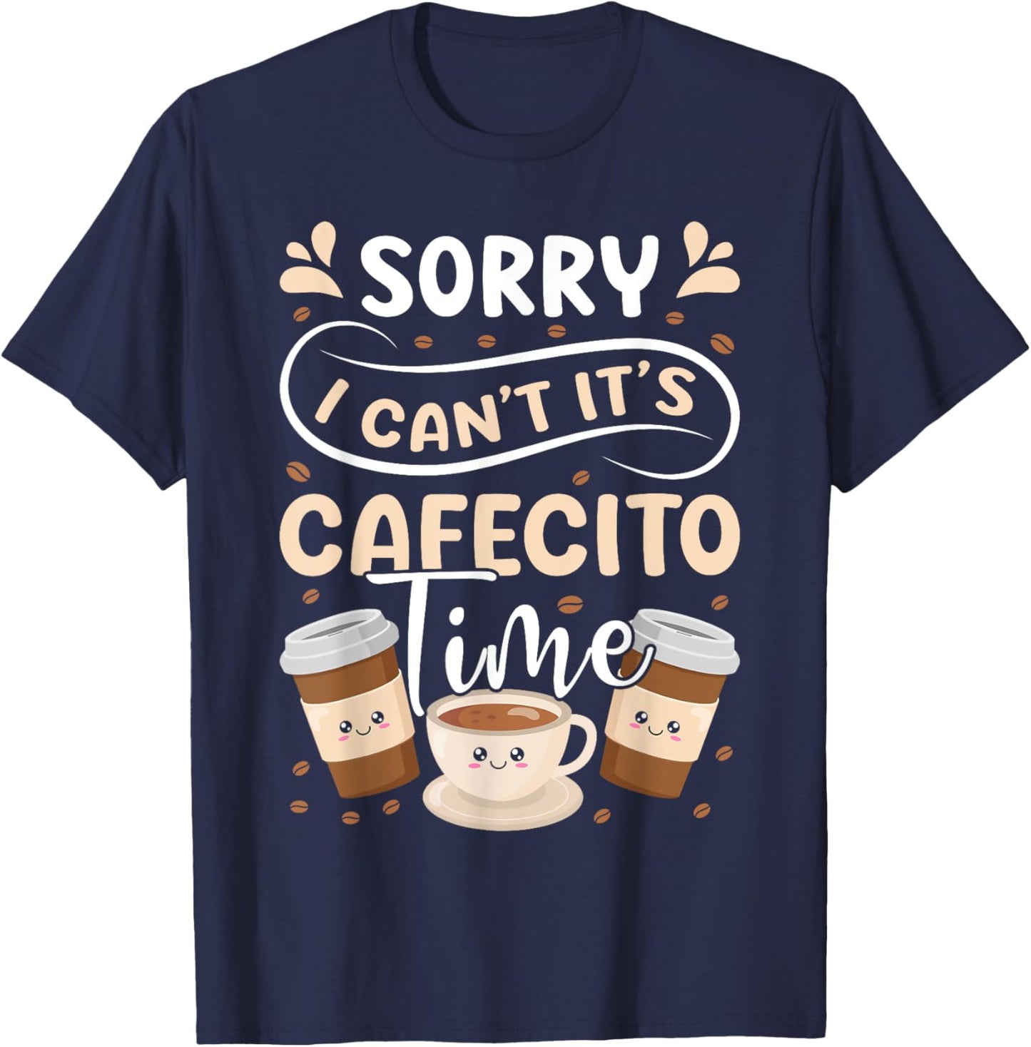 Cafecito & Concha Lovers Spanish Coffee Design T-Shirt - T-Shirt | Navy