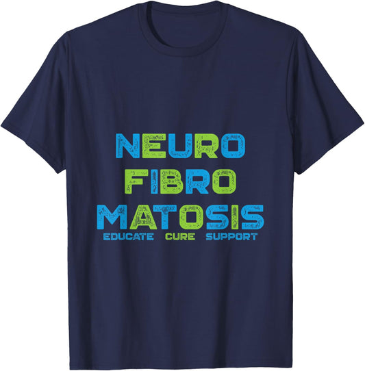 Neurofibromatosis NF Awareness Educate Cure Support T-Shirt - T-Shirt | Navy