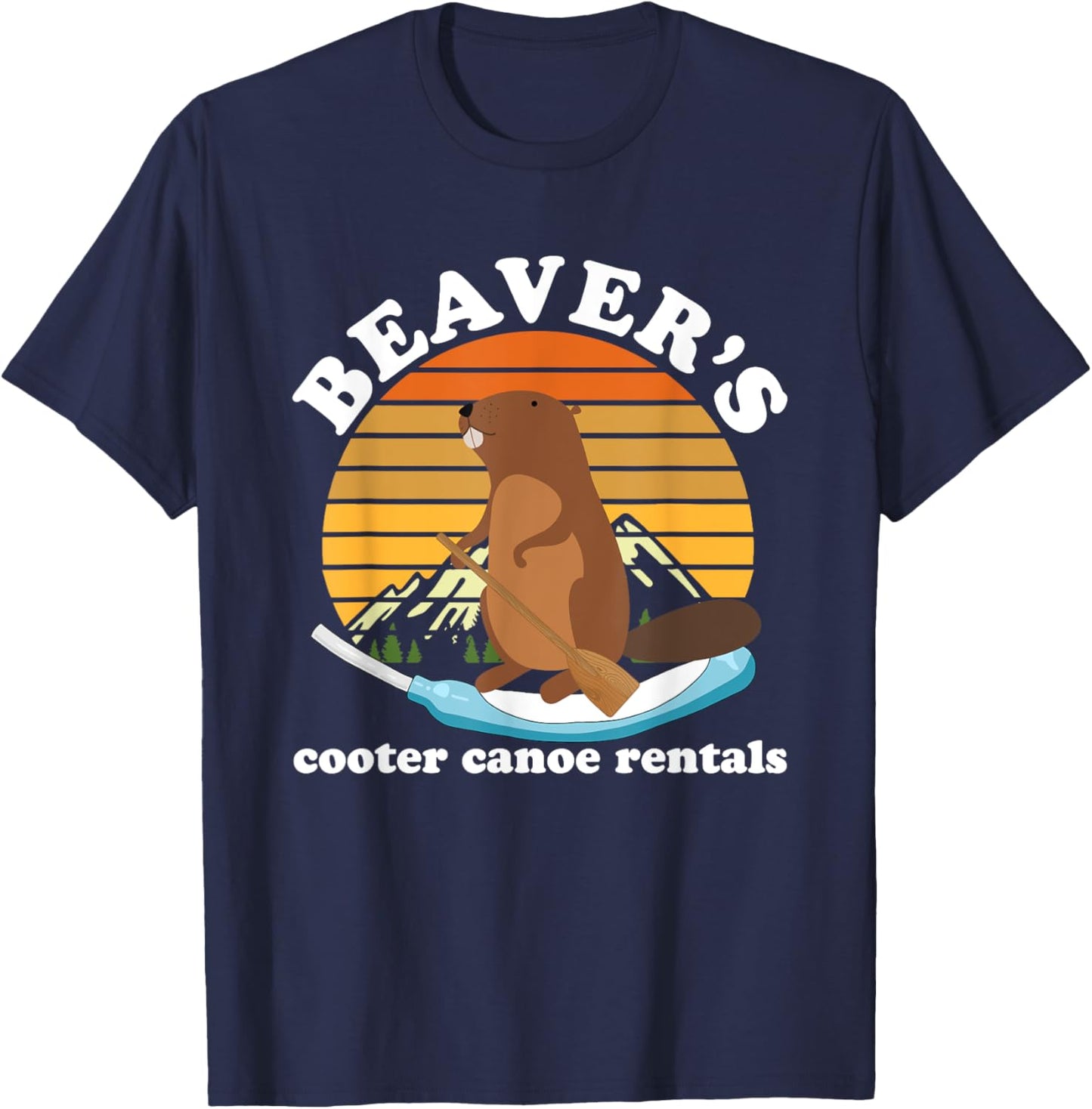 Beaver's Cooter Canoe Rentals Vintage Design T-Shirt - T-Shirt | Navy