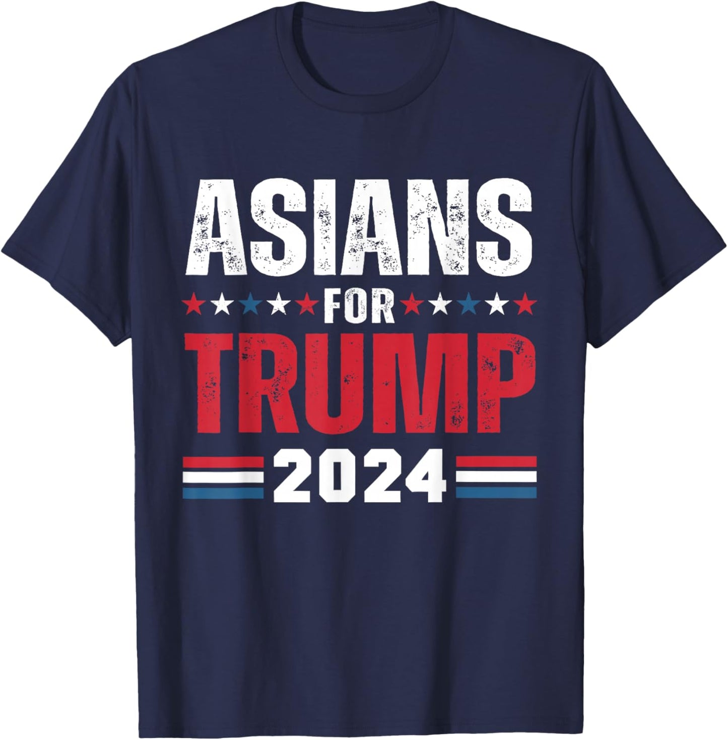 Asians For Trump 2024 American Flag T-Shirt - T-Shirt | Navy