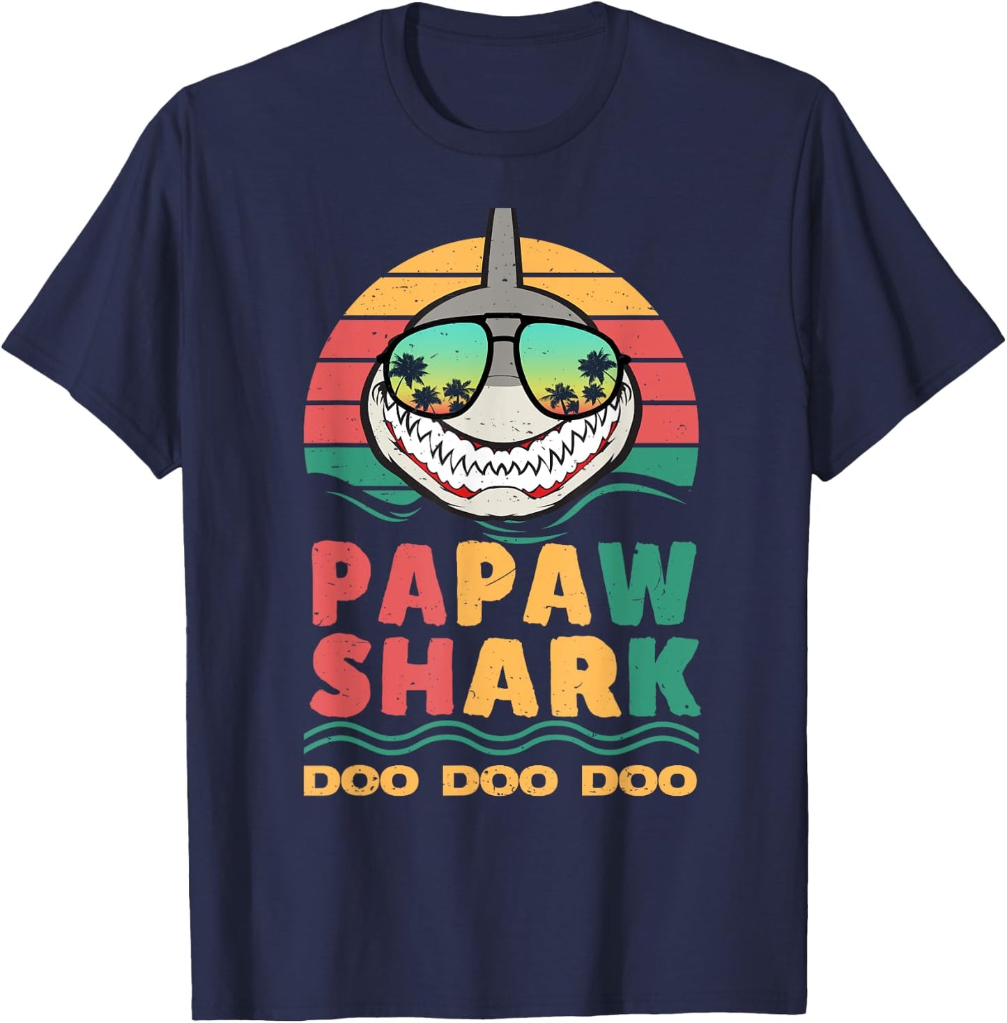 FAMILY 365 Papaw Shark Fathers Day Papa Dad Grandpa Men Gift T-Shirt - T-Shirt | Navy
