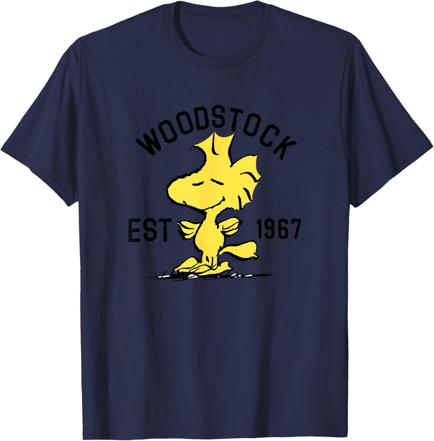 Peanuts Woodstock Graphic , Yellow, , Short Sleeve, Cotton 100%, Small T-Shirt - T-Shirt | Navy