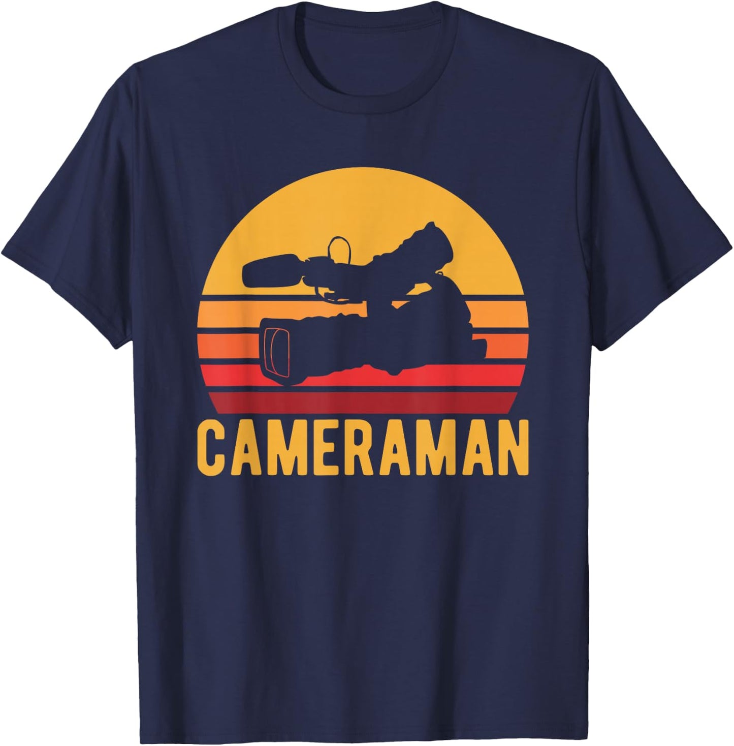 Retro Cameraman Shirt, Video Camera Operator Gift T-Shirt - T-Shirt | Navy