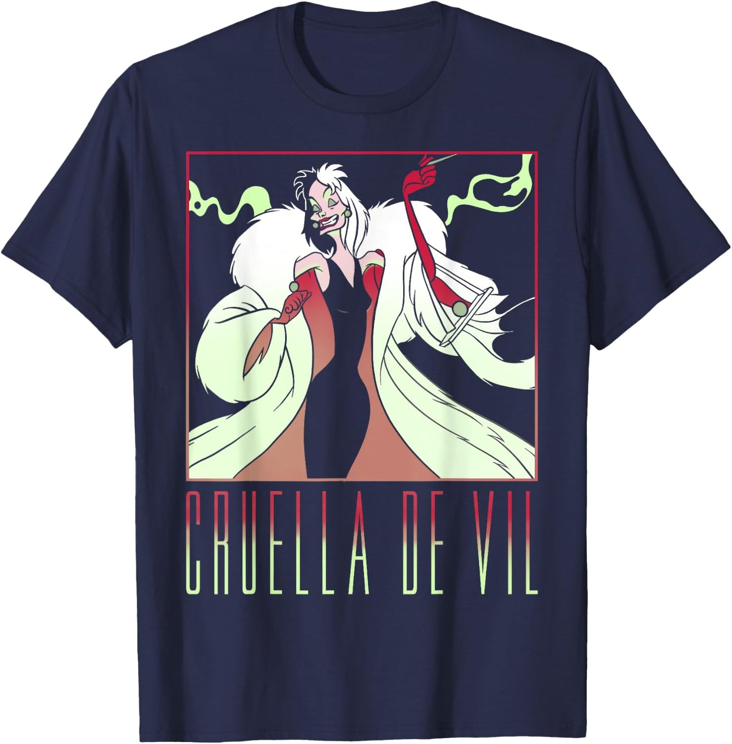 Disney 101 Dalmatians Cruella De Vil Portrait Box Up T-Shirt - T-Shirt | Navy