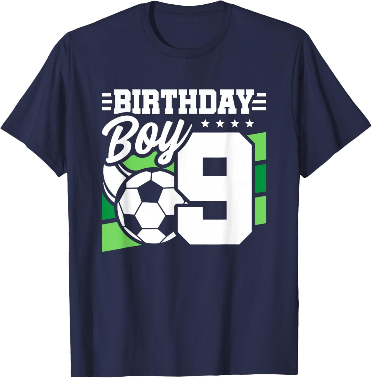 Soccer Birthday Party - 9 Year Old Boy - 9th Birthday T-Shirt - T-Shirt | Navy