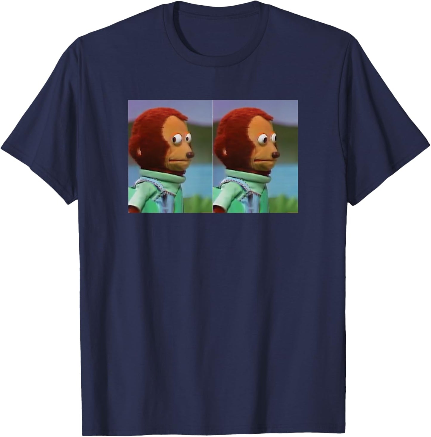 Awkward Look Meme Monkey Puppet Meme T-Shirt - T-Shirt | Navy