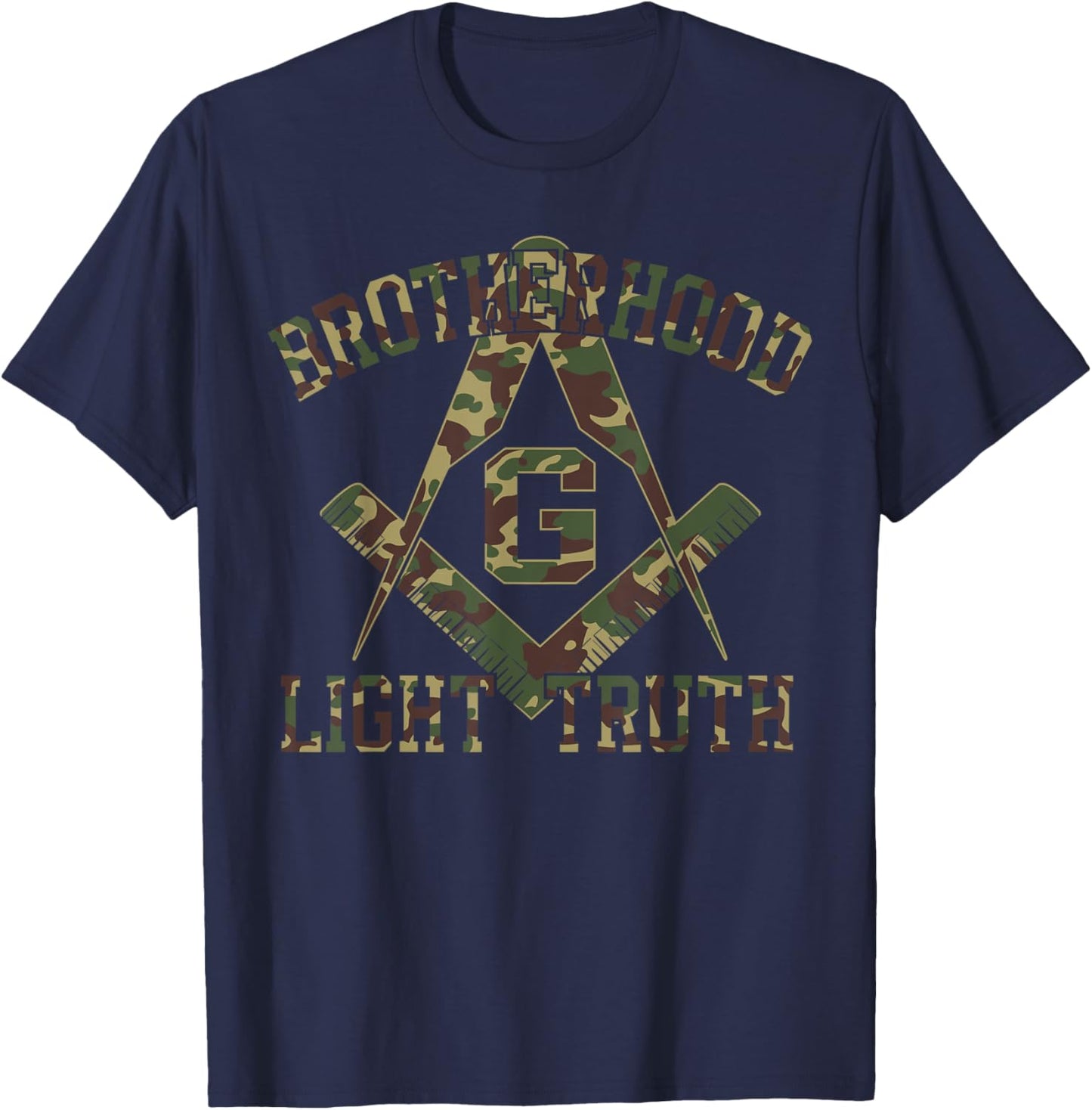 Brotherhood Light Truth Mason Masonic Camo Freemason T-Shirt - T-Shirt | Navy