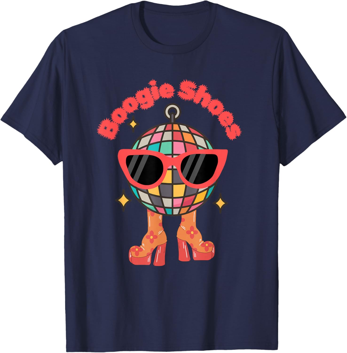 Retro 70s 80s Disco Party Apparel Boogie Shoes Disco Boots T-Shirt - T-Shirt | Navy