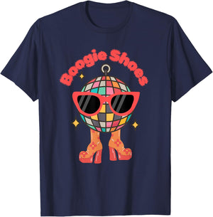 Retro 70s 80s Disco Party Apparel Boogie Shoes Disco Boots T-Shirt - T-Shirt | Navy