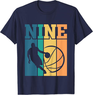 Kids Children's birthday 9 years 9th birthday basketball T-Shirt - T-Shirt | Navy