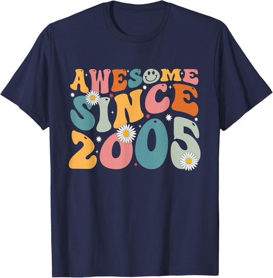 Awesome Since 2005 20th Birthday Retro Gifts Born In 2005 T-Shirt - T-Shirt | Navy