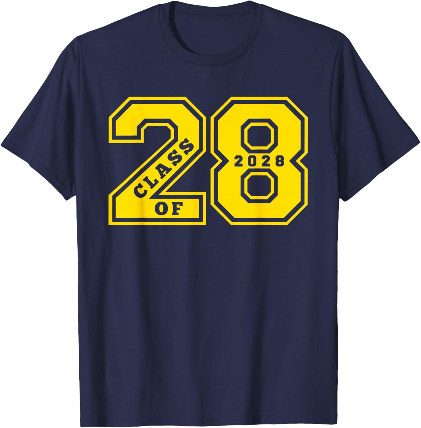 Class of 2028 - Gold Letterman Style Class of 28 Swag Gift 1 T-Shirt - T-Shirt | Navy