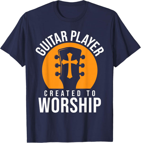 Christian Guitarist Worship Guitar Player For Jesus Guitar T-Shirt - T-Shirt | Navy