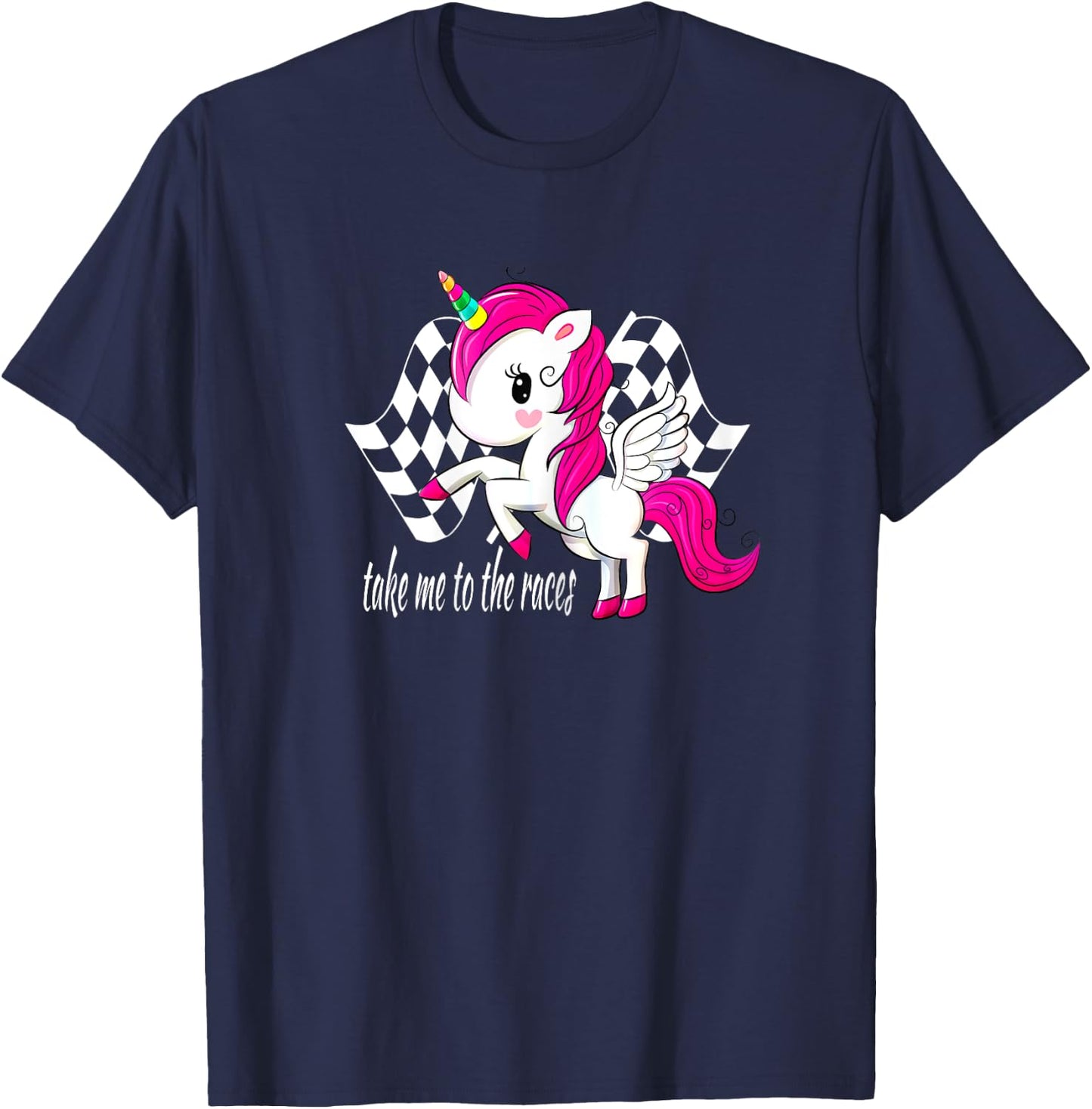 Dirt Track Racing Shirt Take Me To The Races Checkered Flag T-Shirt - T-Shirt | Navy