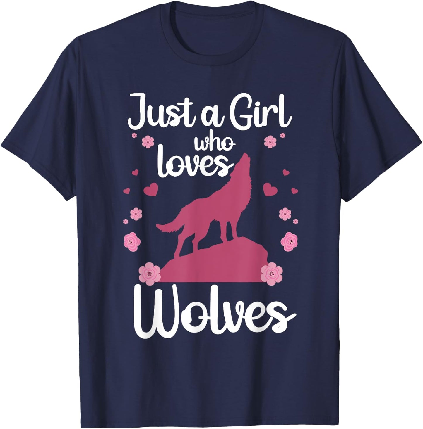 Cool Wolf Girls Howling Wolf Lover Animal Wolves T-Shirt - T-Shirt | Navy
