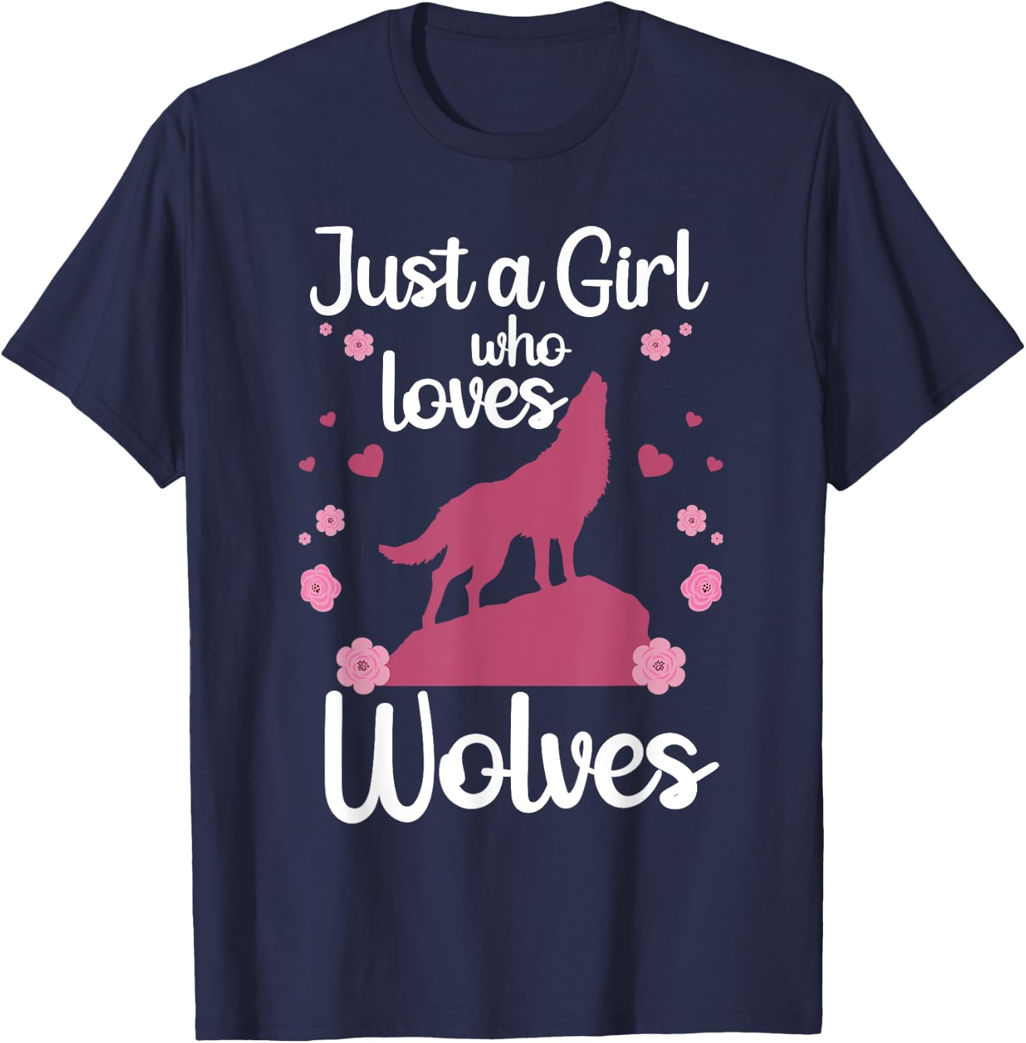 Cool Wolf Girls Howling Wolf Lover Animal Wolves T-Shirt - T-Shirt | Navy