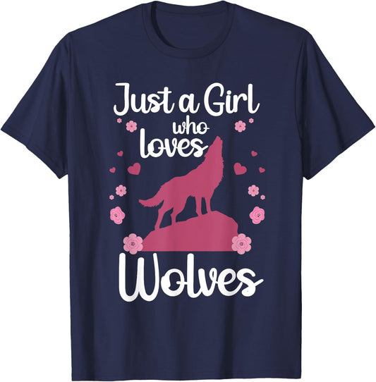 Cool Wolf Girls Howling Wolf Lover Animal Wolves T-Shirt - T-Shirt | Navy