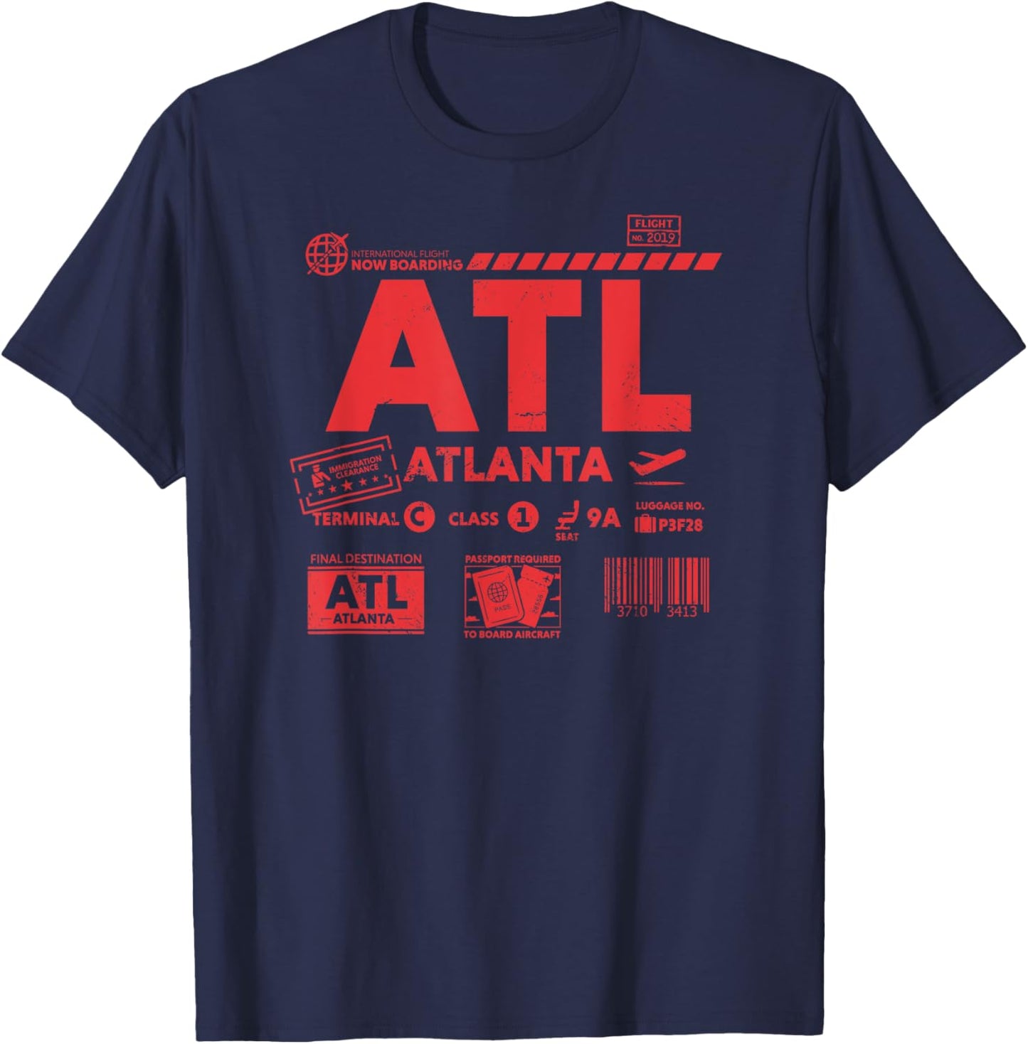 Vintage Atlanta ATL Airport Code Travel Day Retro Travel ATL T-Shirt - T-Shirt | Navy