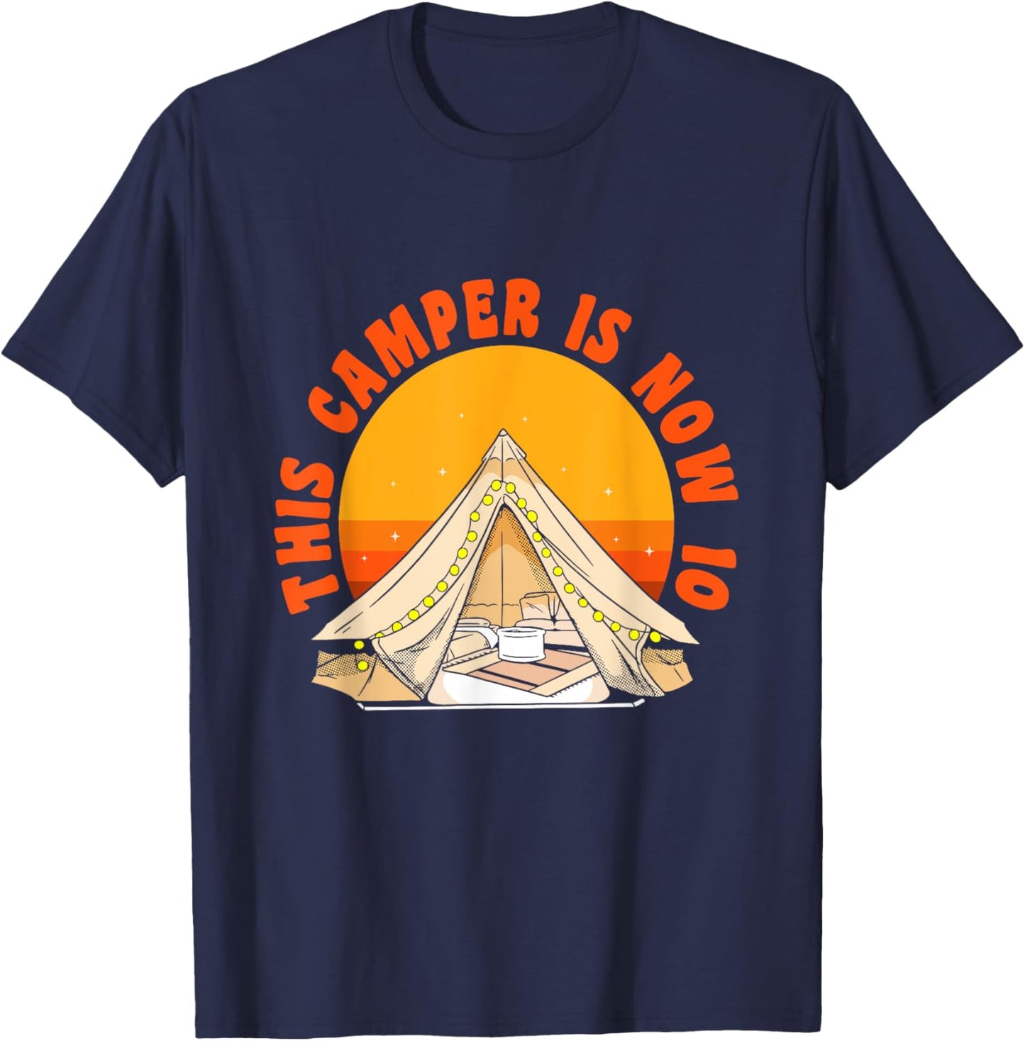 Happy 10 Birthday 10 Year Old Vintage Camping 10th Birthday T-Shirt - T-Shirt | Navy