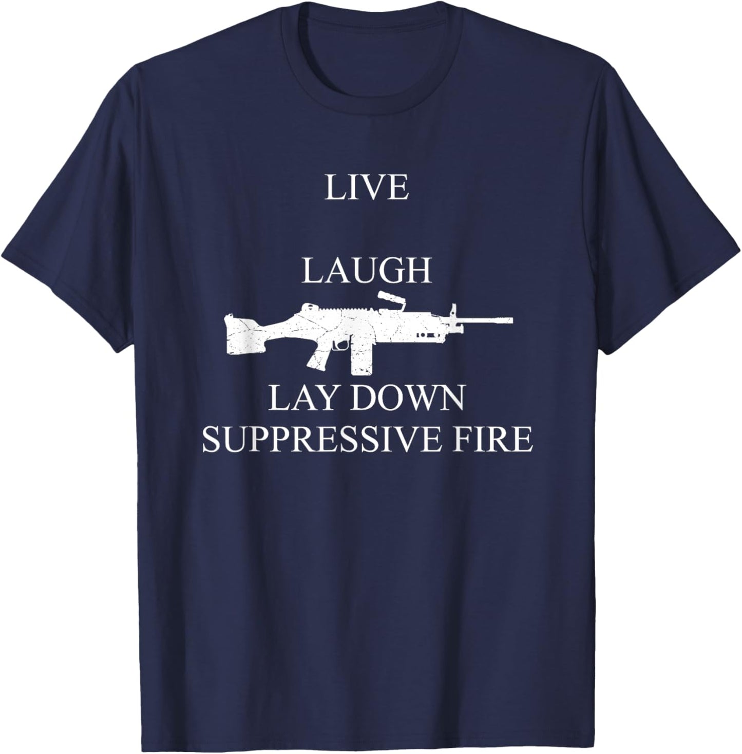 Dinosaurus Rekx M249 Machine Gun Funny Graphic - Men's Adults X-Small Black Short Sleeve Classic Fit Imported T-Shirt - T-Shirt | Navy