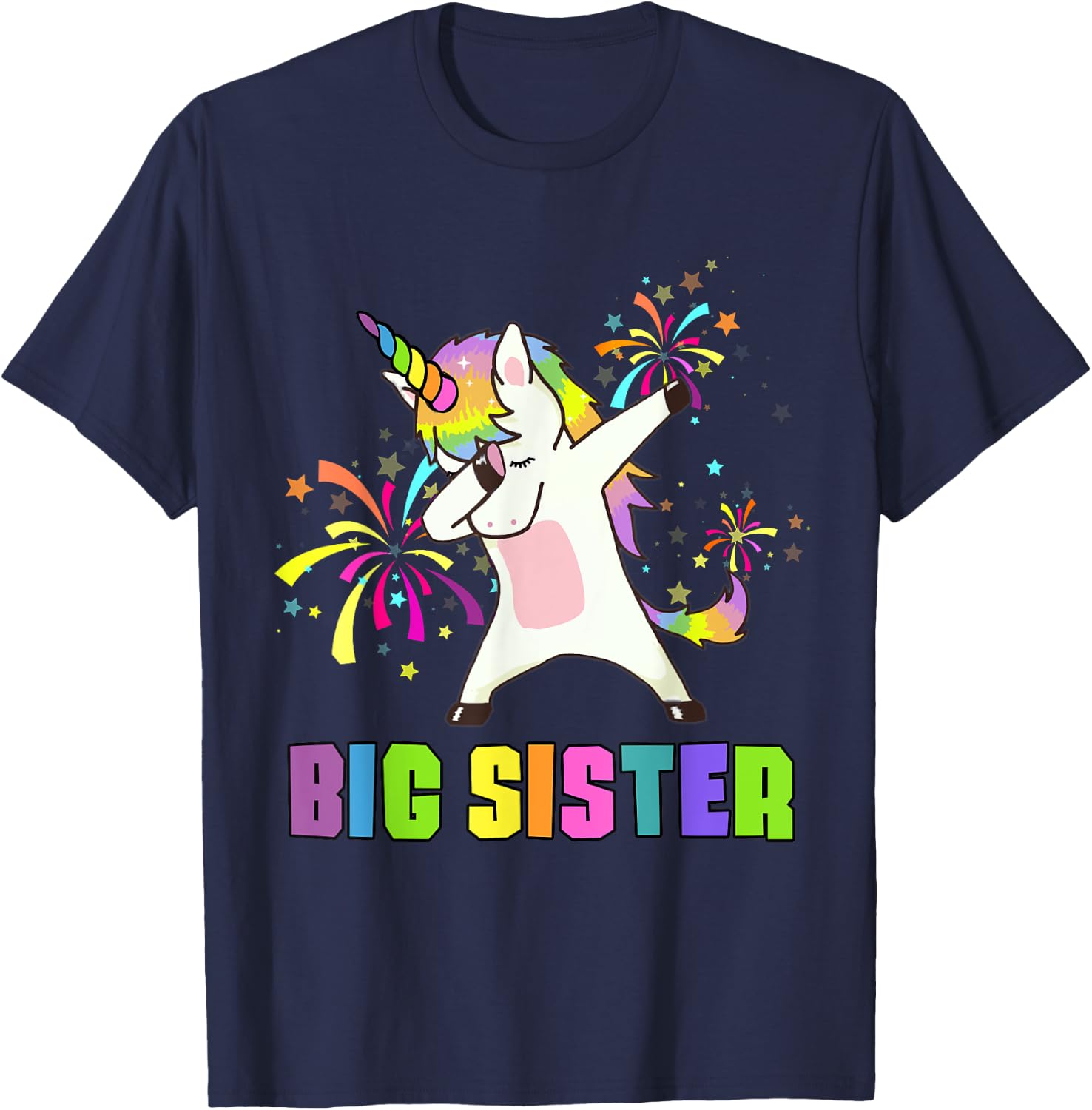 Big Sister Unicorn Dab Dance T-Shirt - T-Shirt | Navy