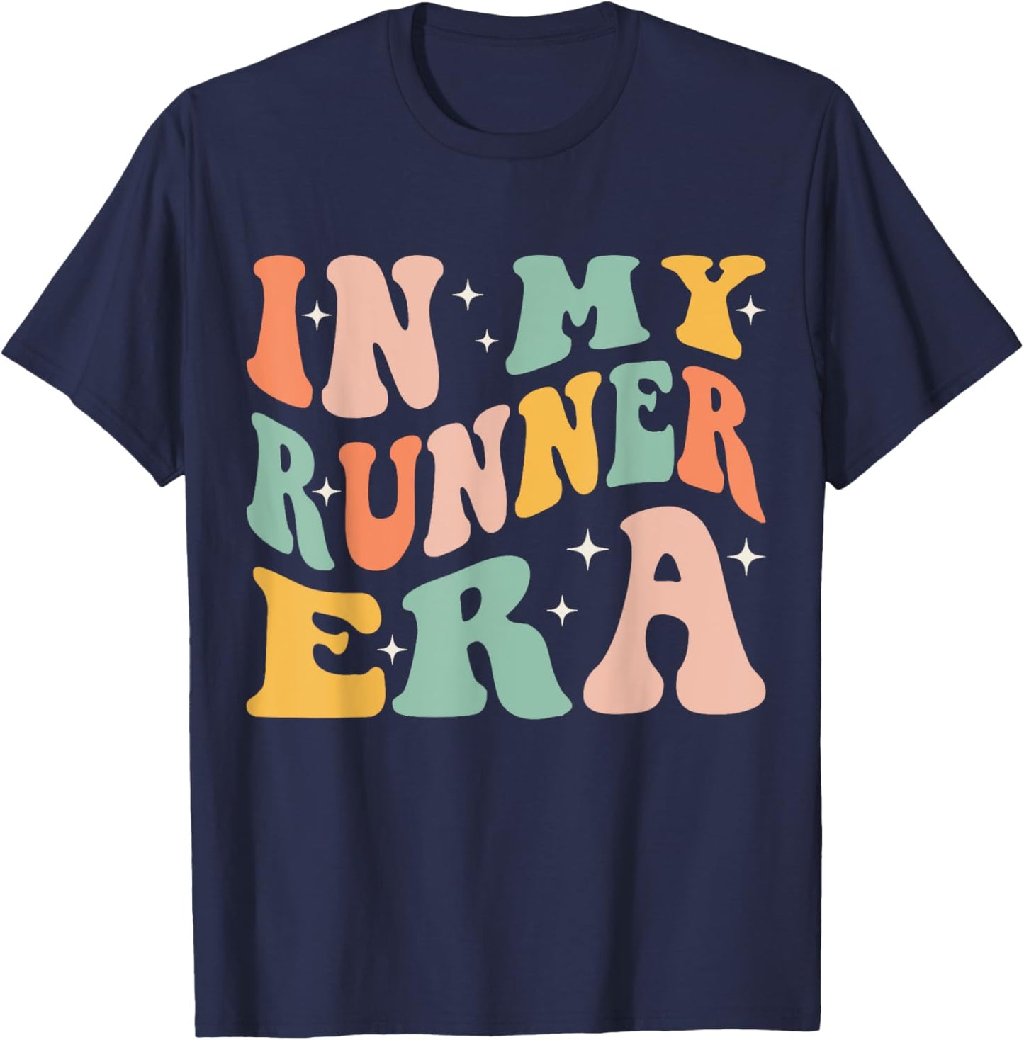 In My Runner Era Funny Running Marathon Groovy Running Mom T-Shirt - T-Shirt | Navy