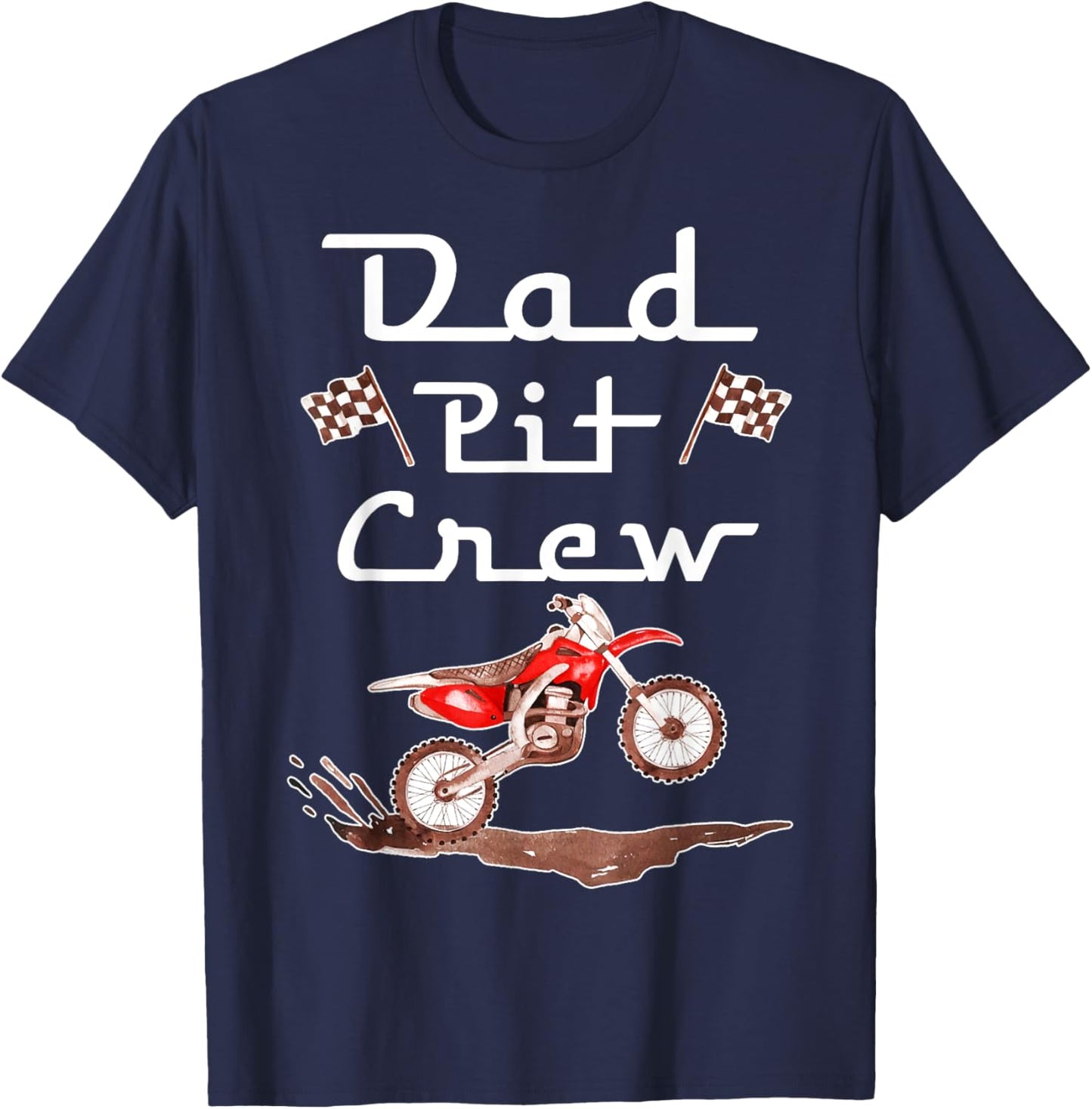 Dirt Bike Birthday Party Racing Family Dad Pit Crew T-Shirt - T-Shirt | Navy