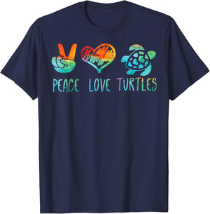 Peace Love and Turtles T-Shirt - T-Shirt | Navy