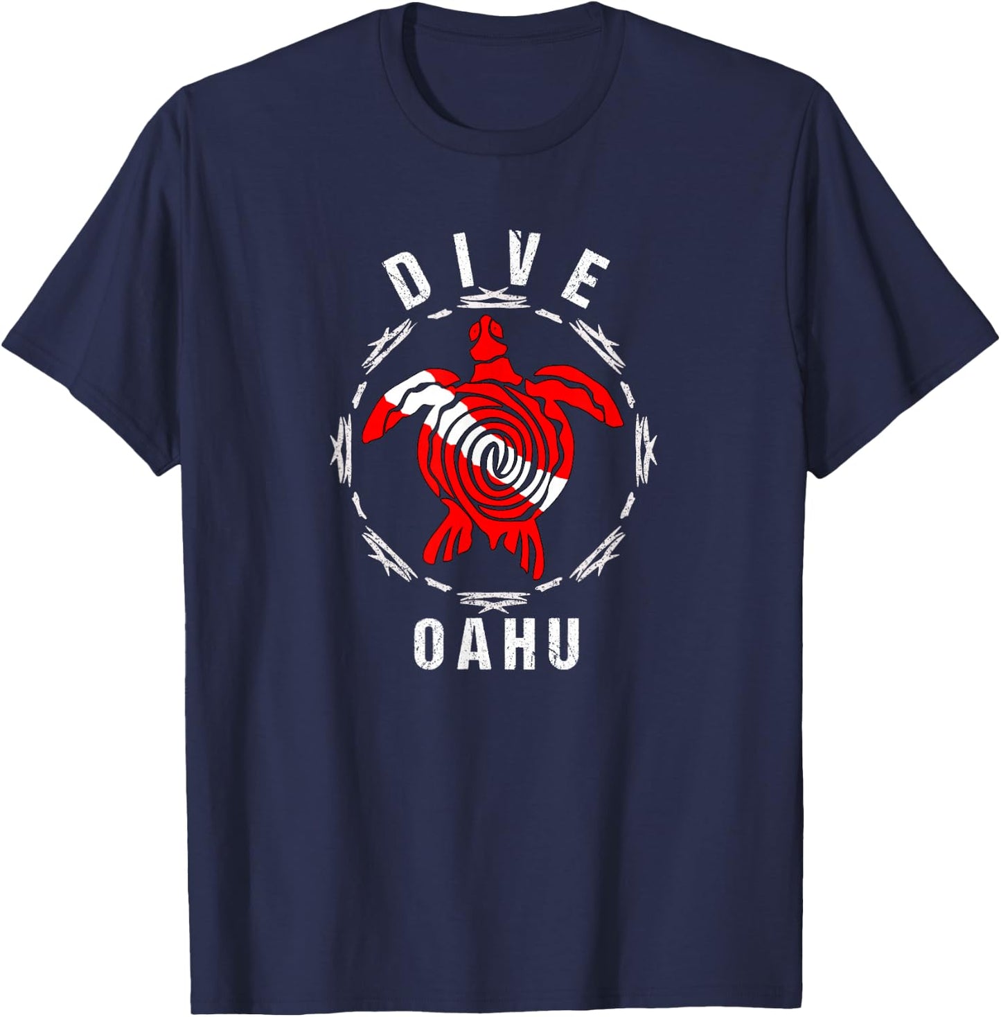 Dive Oahu Vintage Tribal Turtle Gift T-Shirt - T-Shirt | Navy