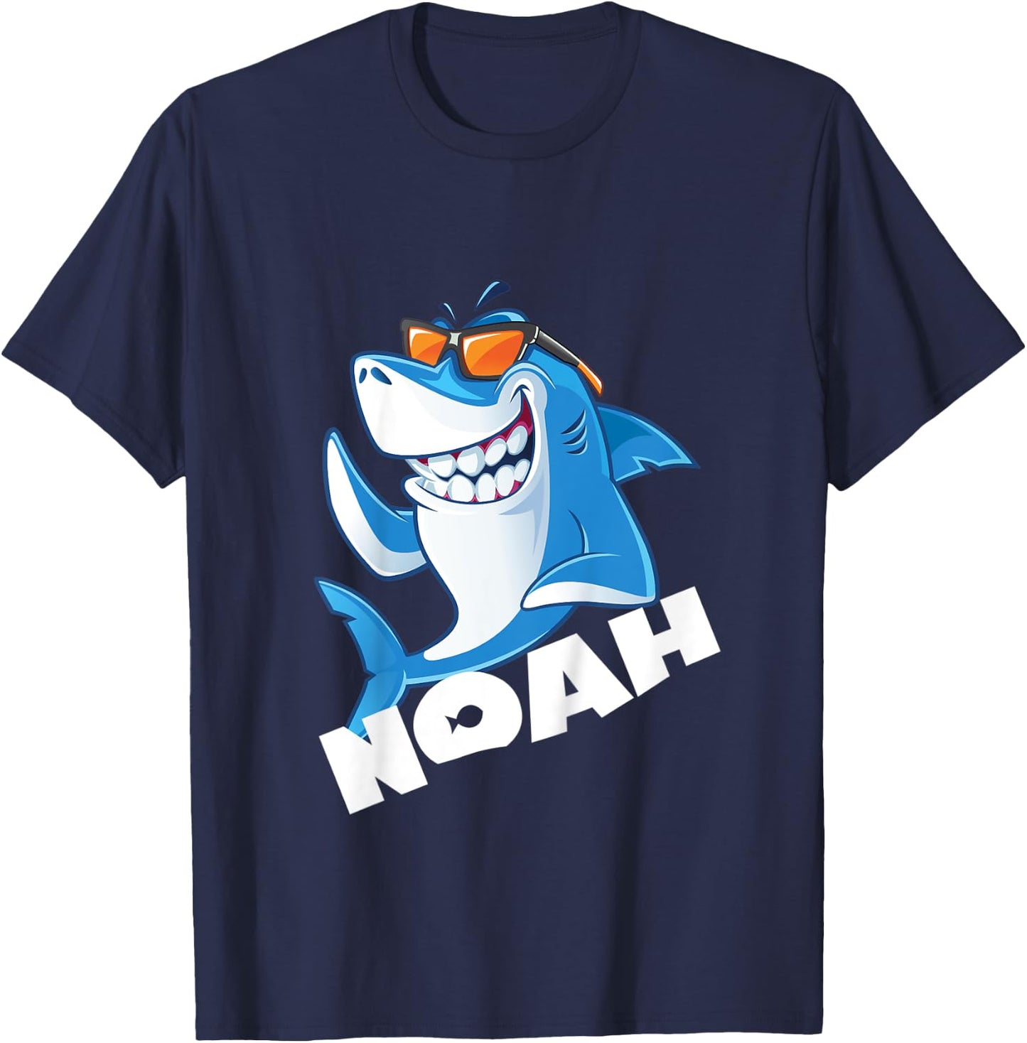 Kids Shark Name Noah Gift Boys T-Shirt - T-Shirt | Navy