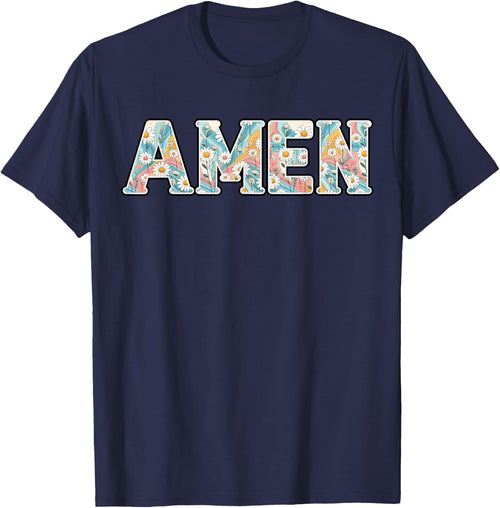Amen Retro Daisy Flower Jesus Religious Faith Christian