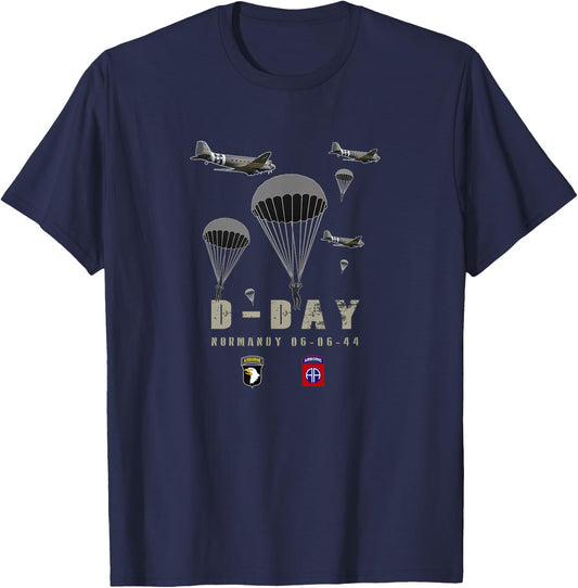 USA Paratroopers D-Day WWII Normandy 82nd 101nd Airborne T-Shirt - T-Shirt | Navy