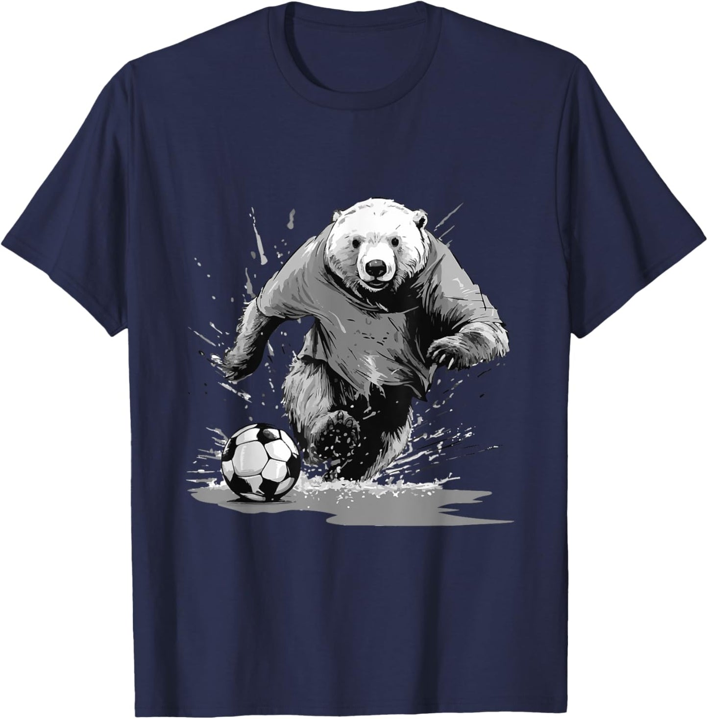 Polar Bear Playing Soccer Animal T-Shirt - T-Shirt | Navy