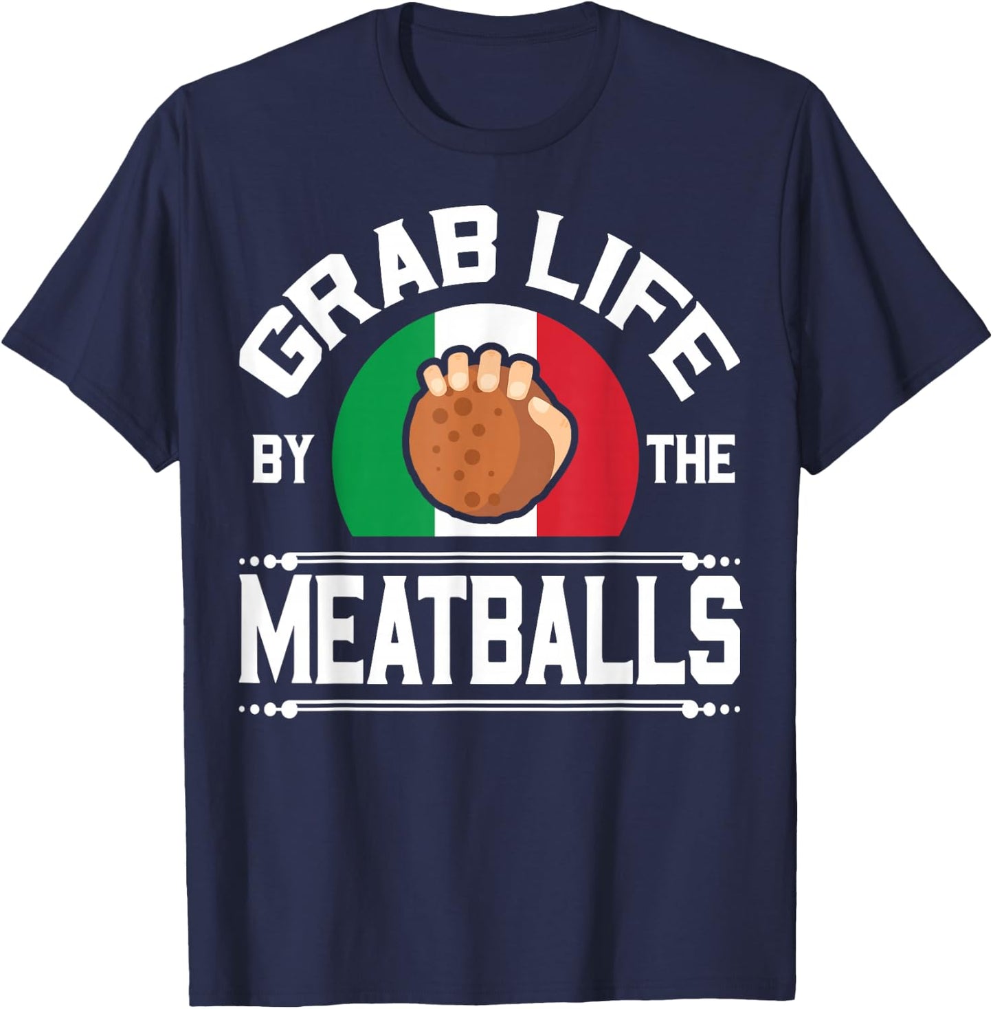 Funny Meatball Italian Food Italy Flag Shirt T-Shirt - T-Shirt | Navy