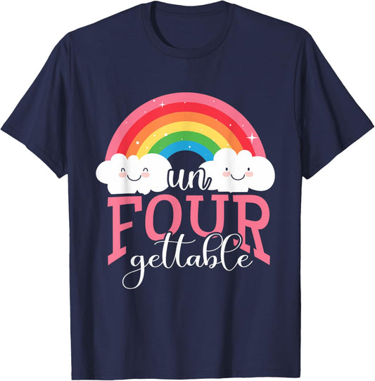 Unfourgettable 4th Birthdays Girl Un Four Gettable Birthday T-Shirt - T-Shirt | Navy