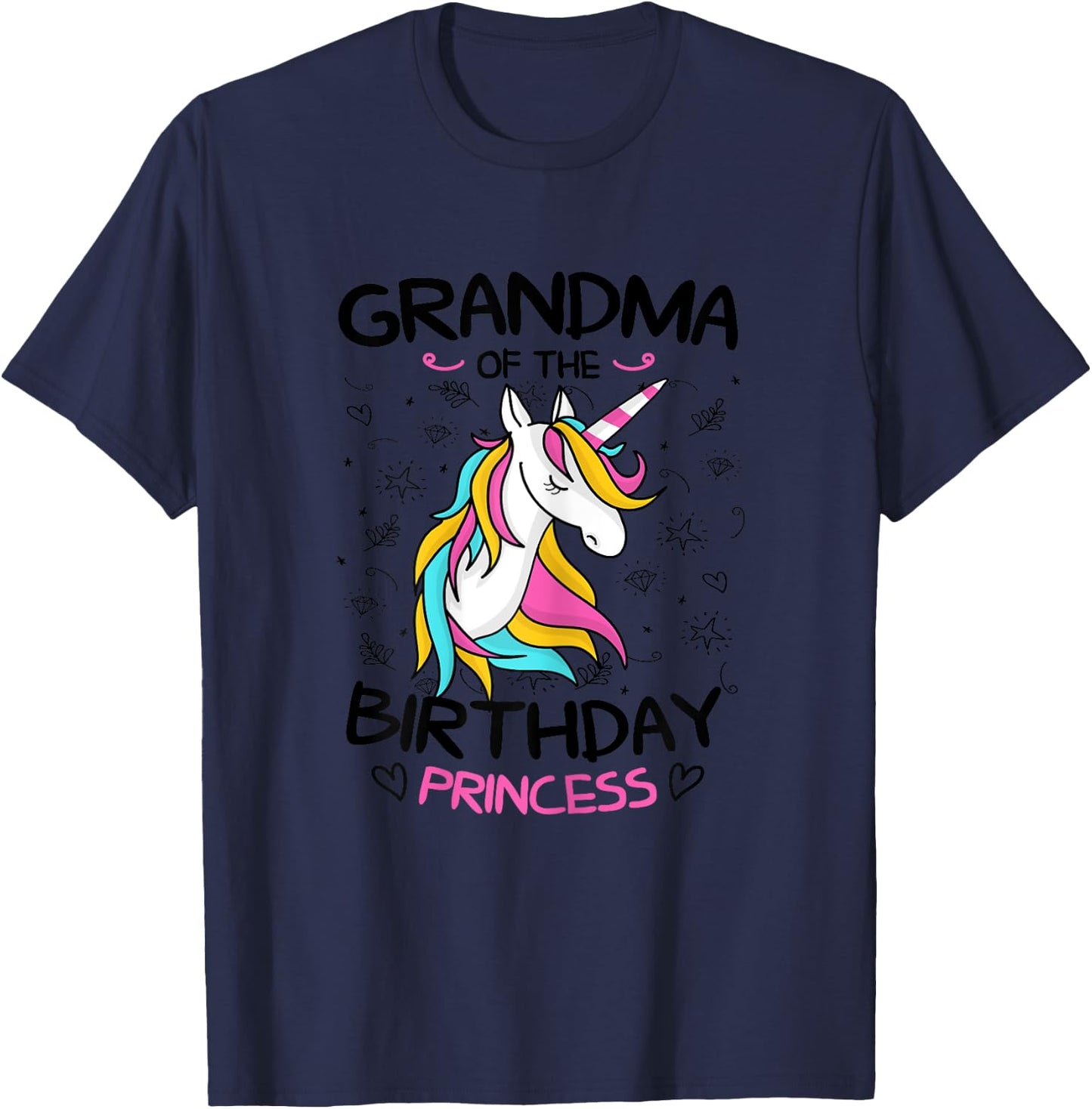 Grandma Of The Birthday Princess Shirt Unicorn Girl T-Shirt - T-Shirt | Navy