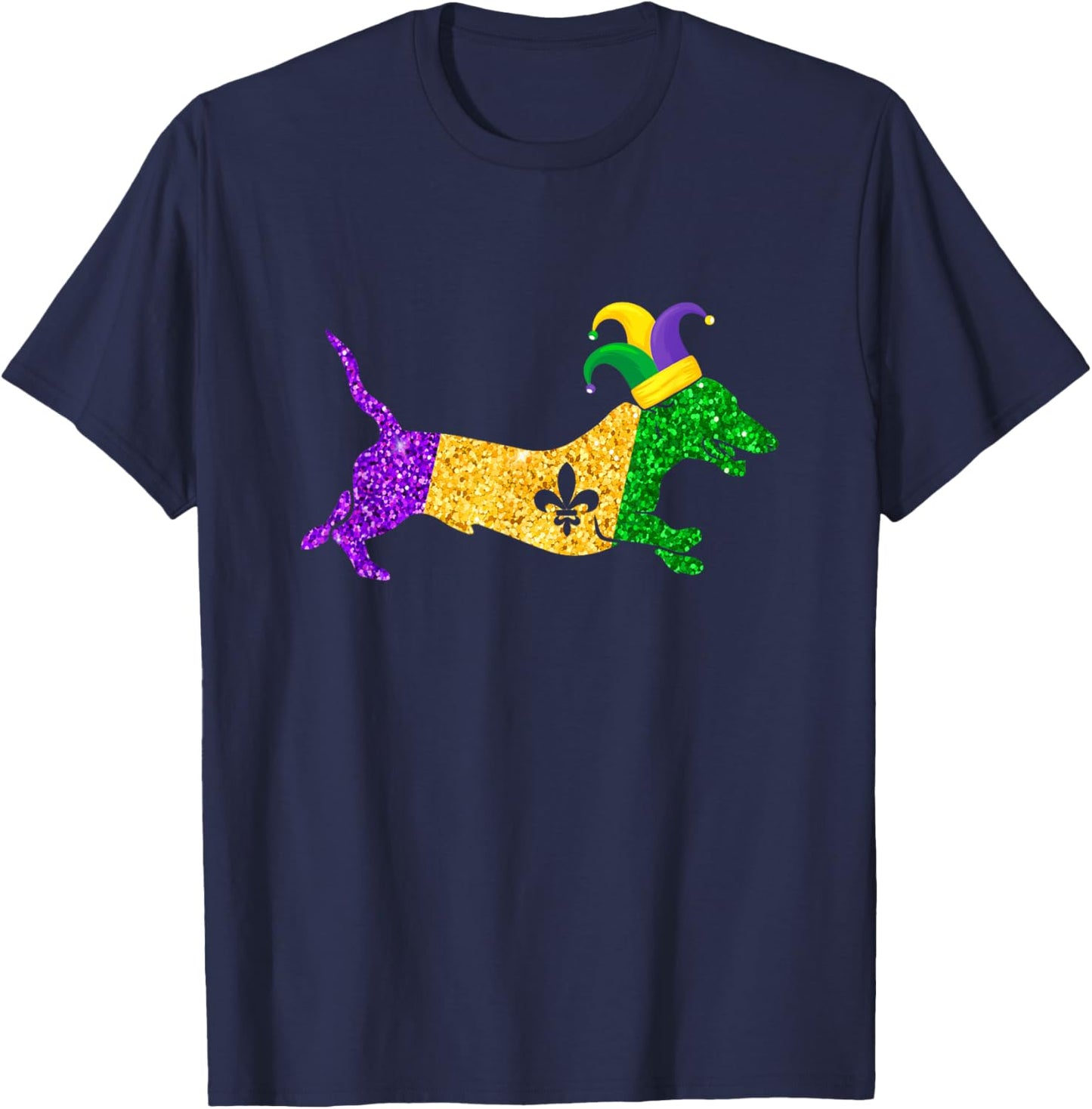 Funny Dachshund Dog Lover Cute Mardi Gras Carnival Women T-Shirt - T-Shirt | Navy