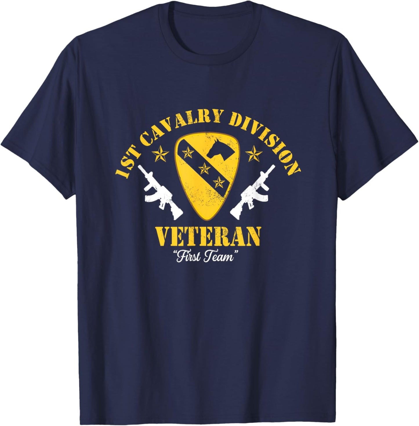 Vintage 1st Cavalry Division Veteran Patriotic Veterans Day T-Shirt - T-Shirt | Navy