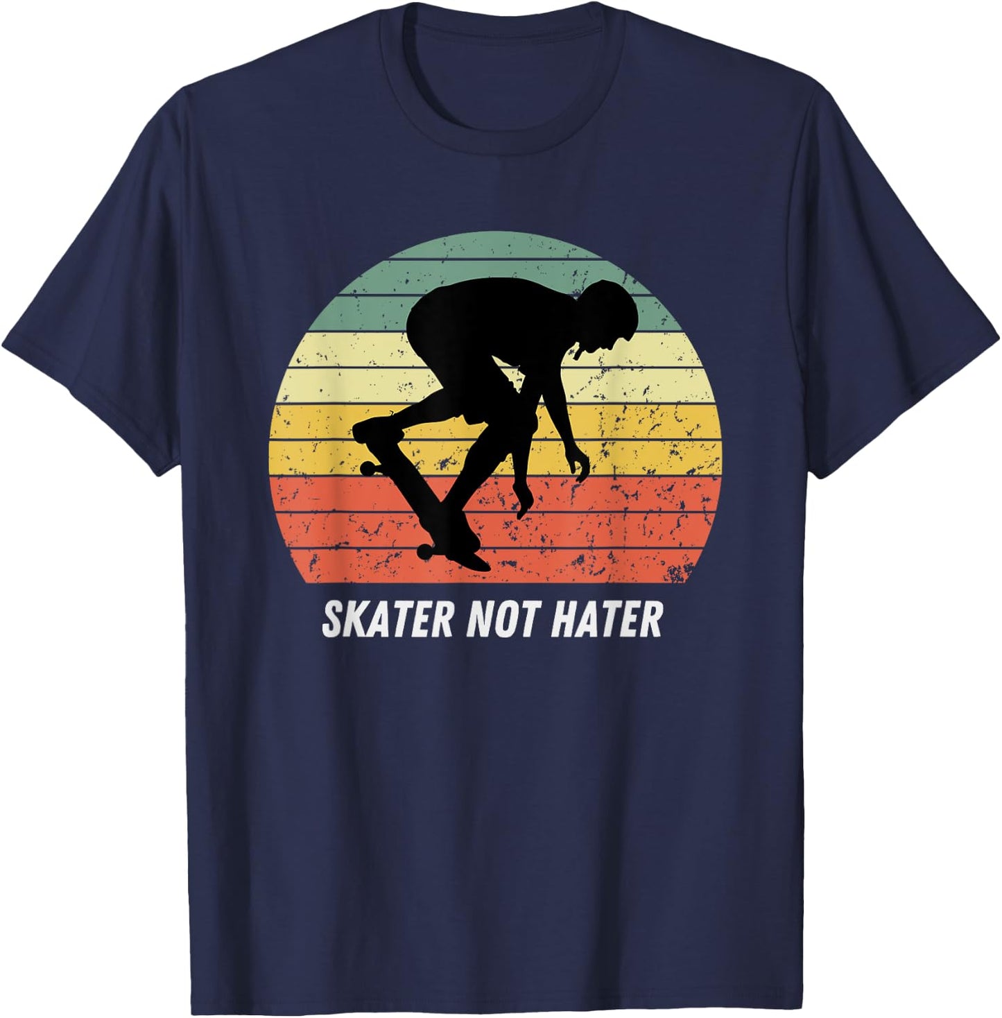 Skate Not Hate Pro Skateboarders Sunset Longboard Skateboard T-Shirt - T-Shirt | Navy