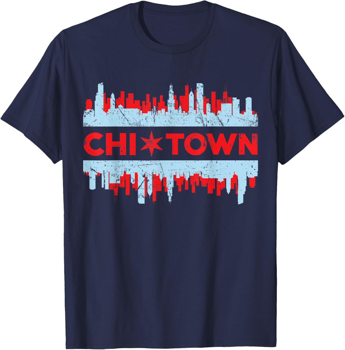 Chicago Chi Town Flag Skyline T-Shirt - T-Shirt | Navy