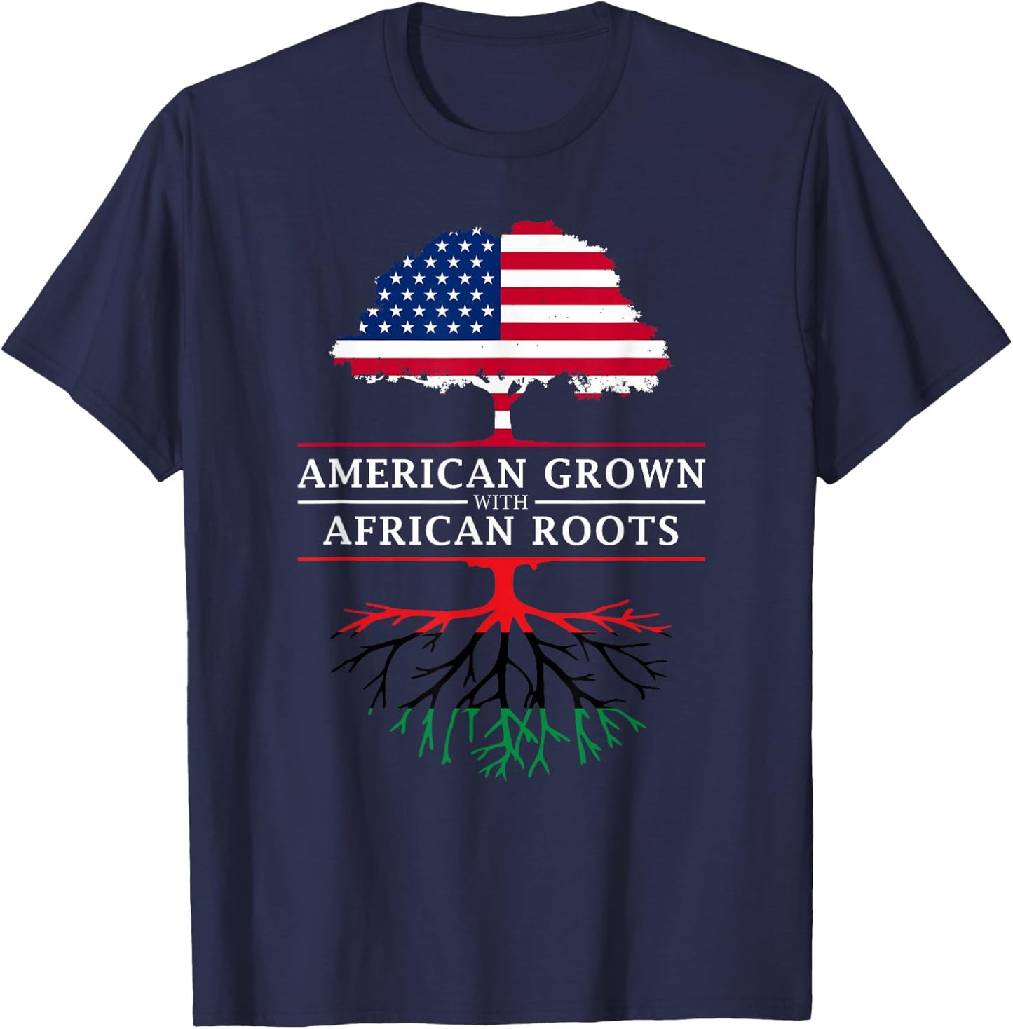 American Grown with African Roots - Pan Africa T-Shirt - T-Shirt | Navy