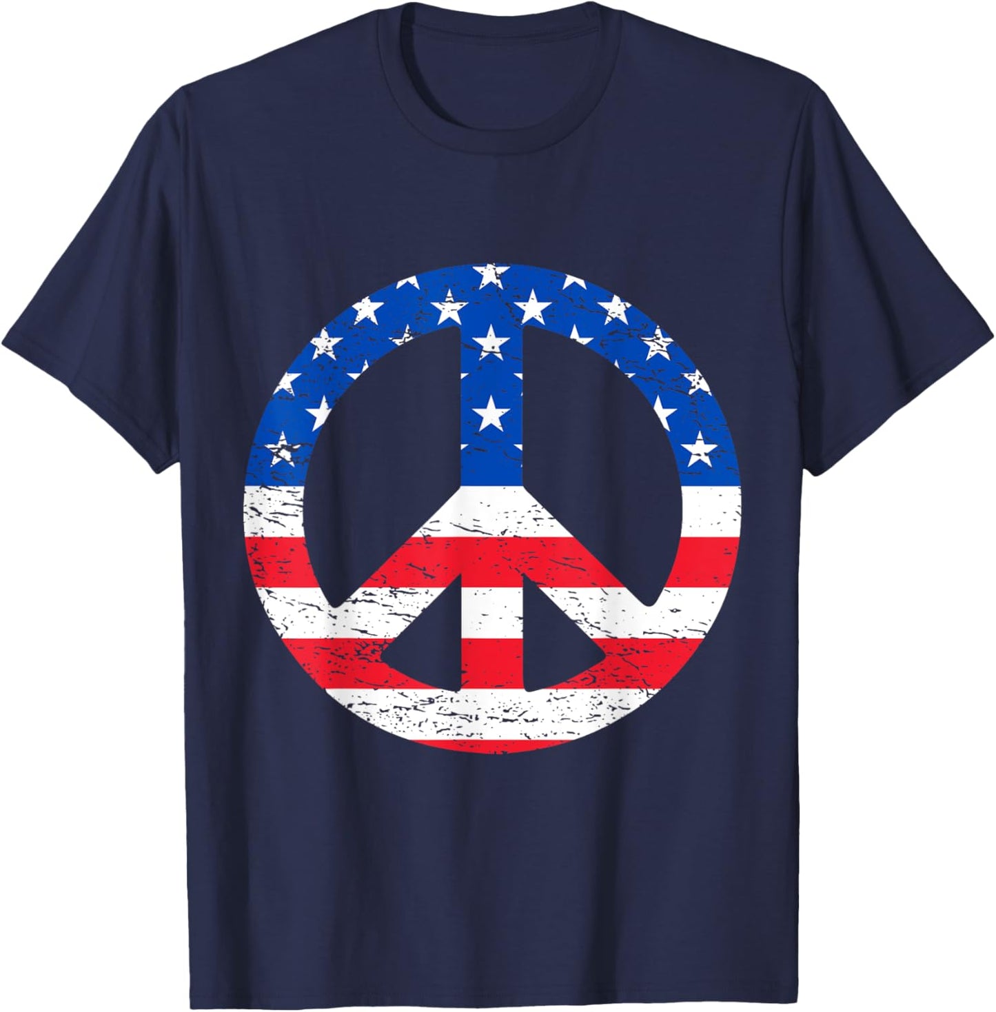 American Flag Peace Sign 4th Of July T-Shirt - T-Shirt | Navy