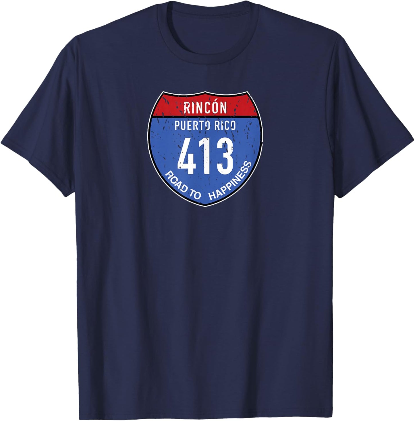 Rincón Puerto Rico | Road to Happiness 413 T-Shirt - T-Shirt | Navy